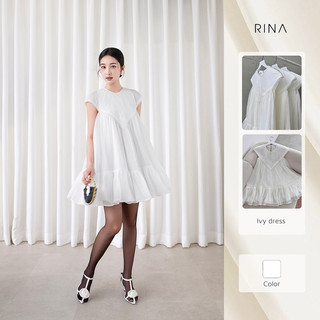  RINA - IVY DRESS - Đầm babydoll màu trắng vải tơ cao cấp phối ren form xoè bồng bềnh.  ĐỢT CUỐI  
