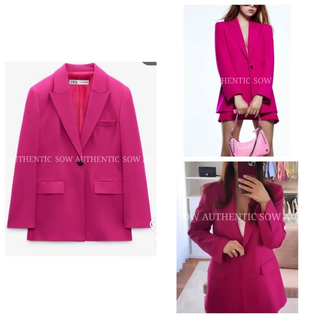 tag 3 triệu (ZARA AUTH NEW TAG)ÁO KHOÁC BLAZER MÀU HỒNG FUSCHIA size XS