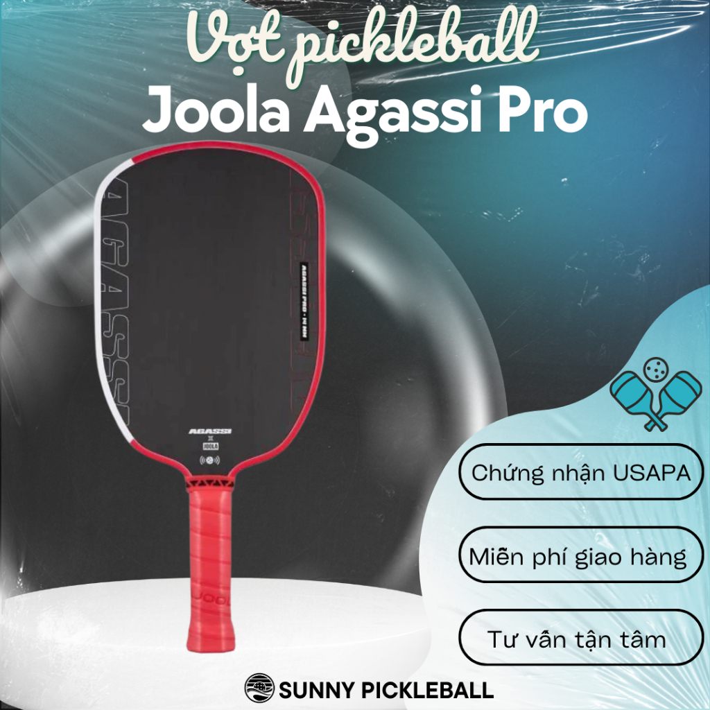 [CHÍNH HÃNG] Vợt Pickleball JOOLA Agassi Pro 14-16mm Full Carbon Siêu Nhám, Kiểm Soát Đỉnh Cao – Tặn