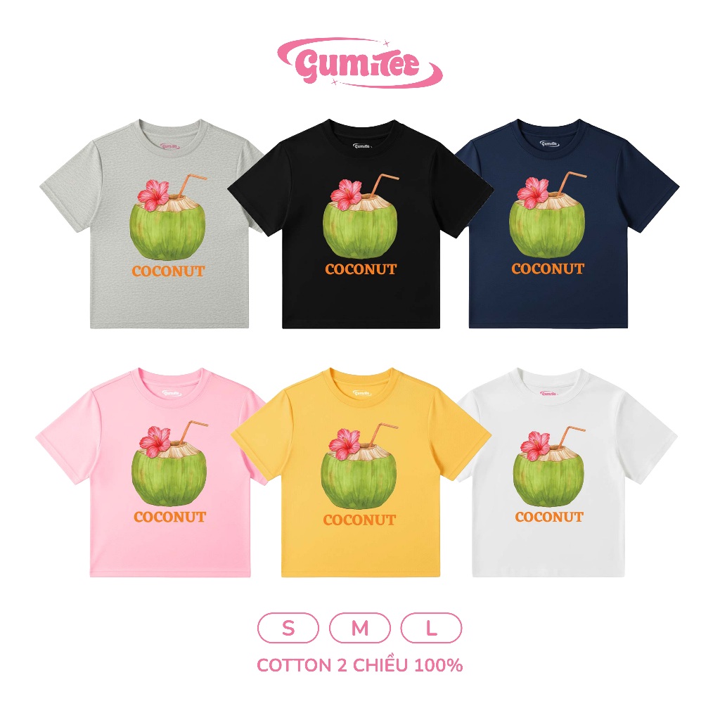 Áo babytee nữ GUMITEE “COCONUT” GM08 dáng suông cotton tay ngắn
