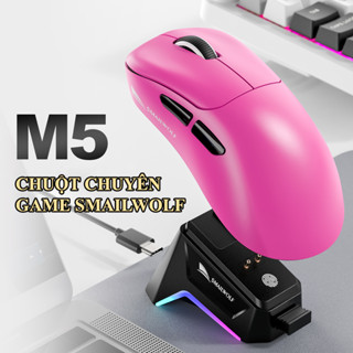  Chuột không dây chuyên game SMAILWOLF M5 kết nối 3 chế độ BLUETOOTH - USB 2.4G - TYPE-C kèm đế sạc led RGB 