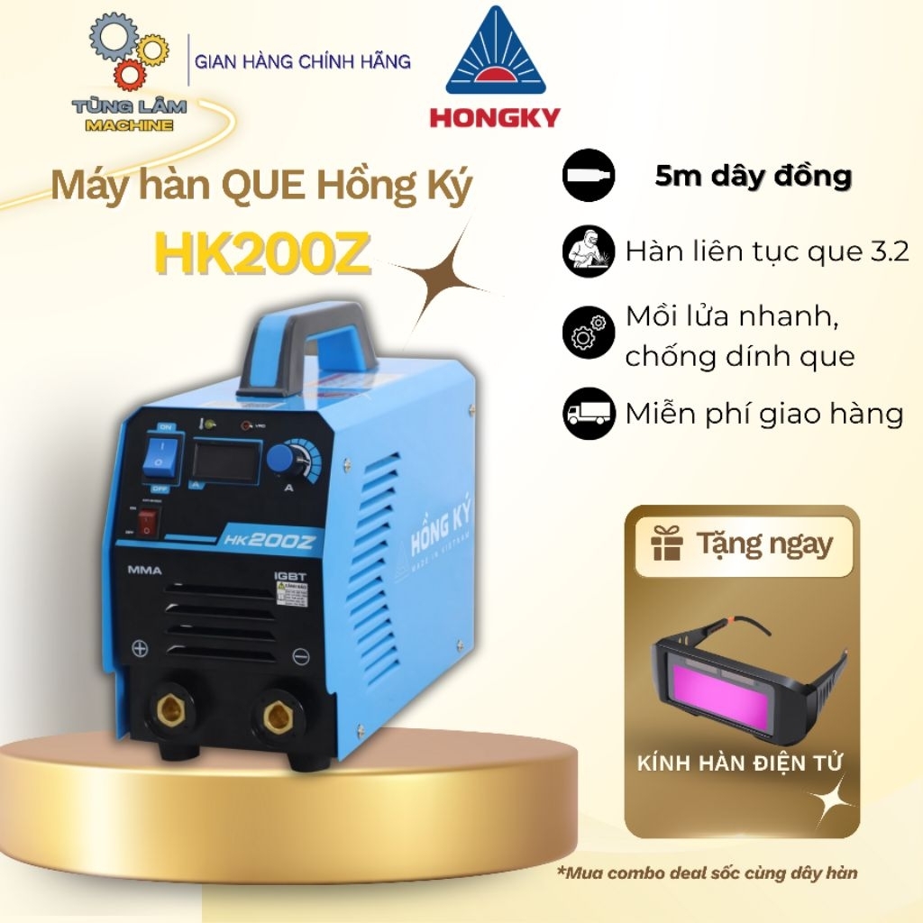 Máy hàn Hồng Ký hàn que 2.5-3.2ly, hàn được khi điện yếu HK200Z