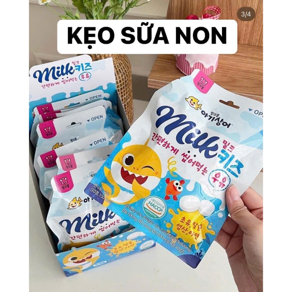 Kẹo canxi sữa non Baby shark Hàn Quốc bổ sung CANXI , KẼM cho bé