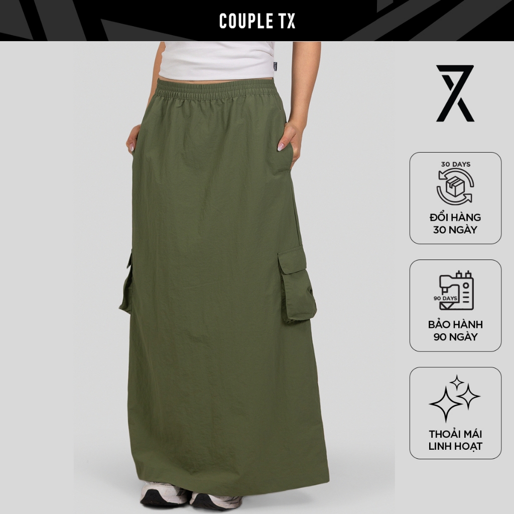 Chân Váy Midi Dáng Dài Couple TX Vải Dù Nữ FW25 WSK 2032