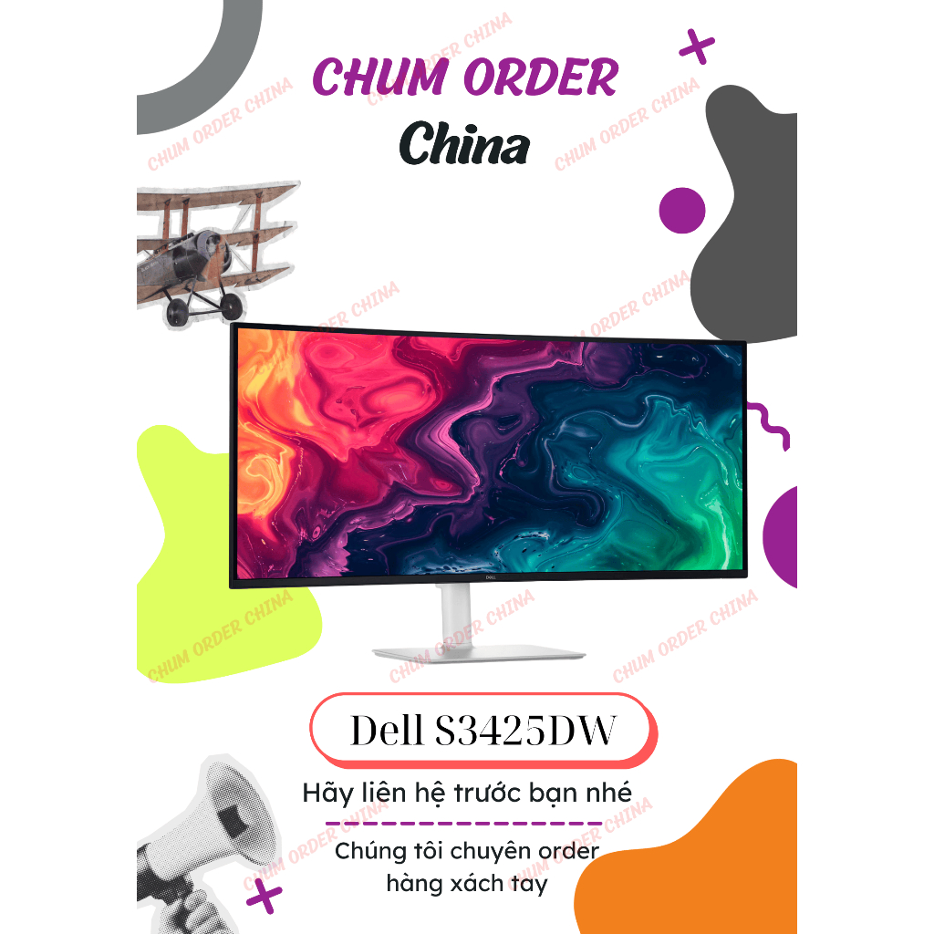 ( Hàng liên hệ trước ) Màn hình Dell S3425DW 34 inch (3440X1440/VA/120HZ/4MS/LOA/PD 65W)
