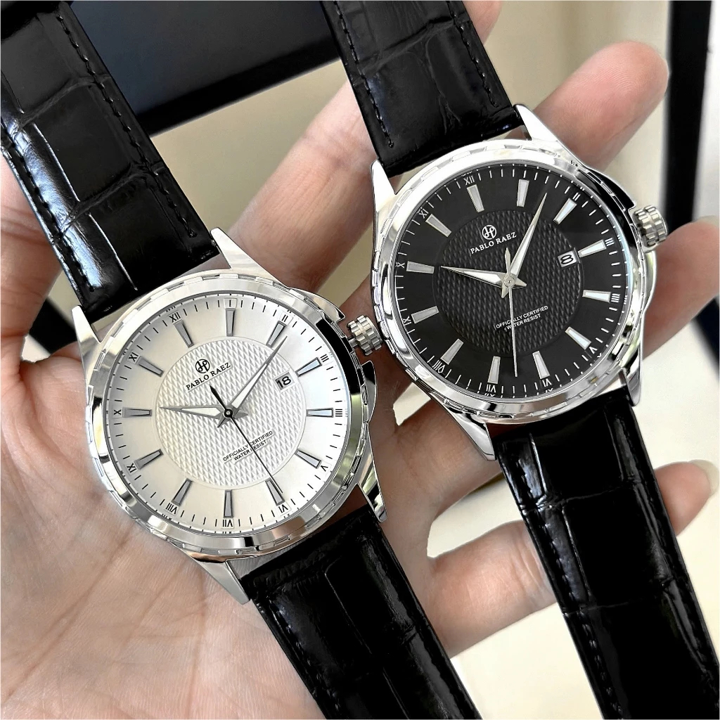 [Peinn] Đồng hồ nam dây da PABLO RAEZ dạ quang có lịch ngày chống nước 3ATM sang trọng M268 CARIENT
