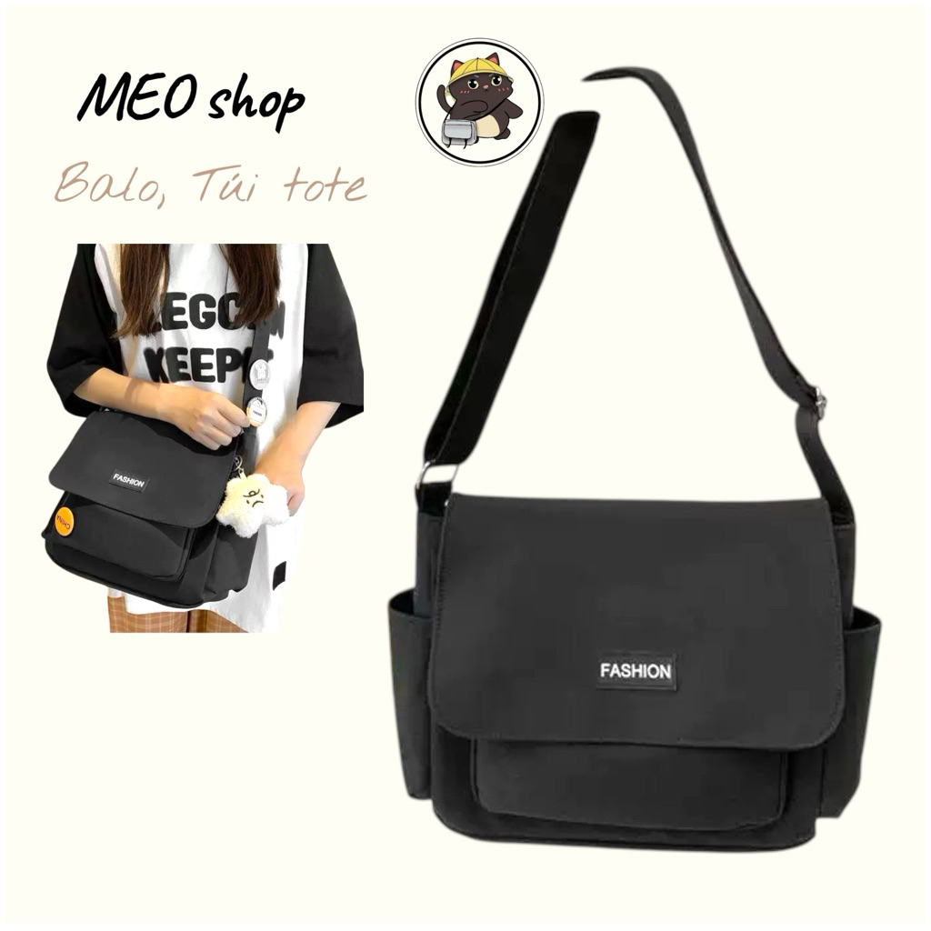 Túi đeo chéo Nam Nữ đơn giản, vải bố chống nước đi học thêm túi chéo MIKALO