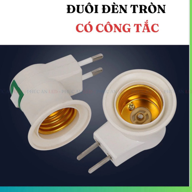 Đui đèn cắm tường E27 COMBO 2c,đui đèn có công tắc và phích cắm trực tiếp,đuôi đèn E27,chuôi đèn xoa