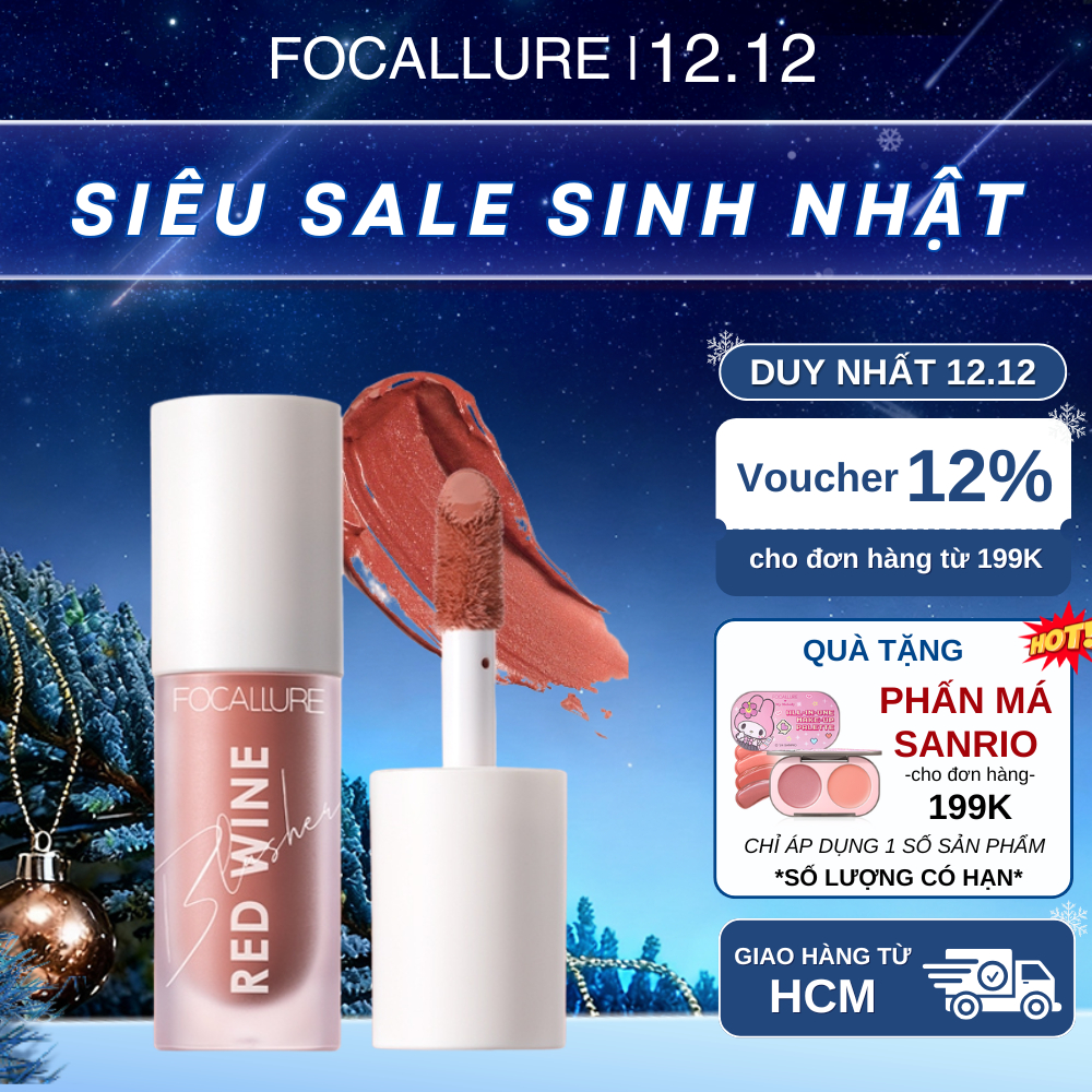 FOCALLURE Má hồng dạng kem Hangover Red Wine 4 màu đẹp tự nhiên 5g | BigBuy360 - bigbuy360.vn
