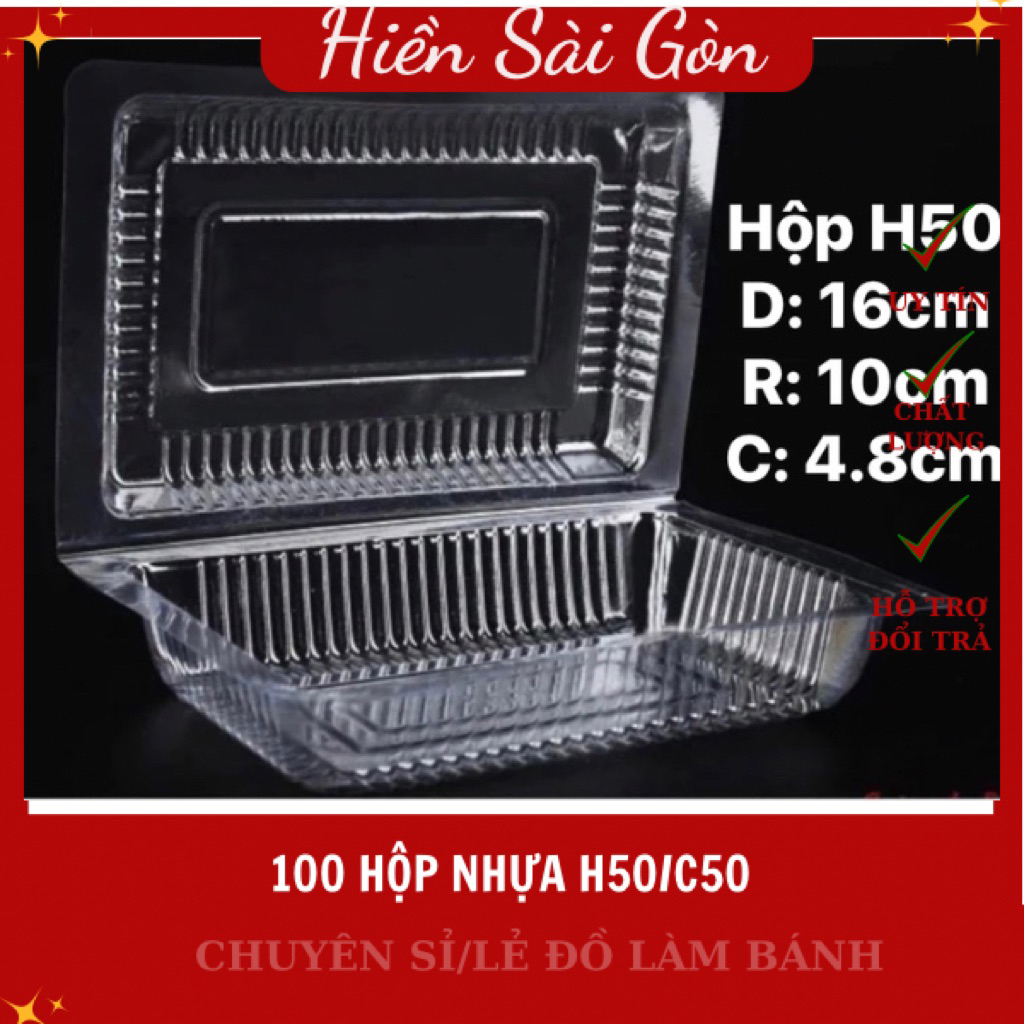 HỘP NHỰA H50 – LỐC 100 HỘP | HỘP ĐỰNG SUSHI CƠM CUỘN