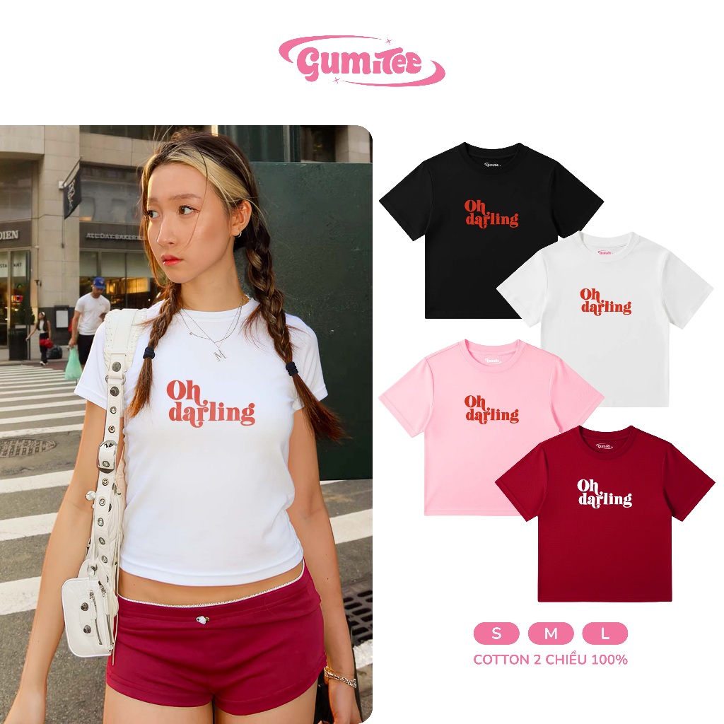 Áo babytee nữ GUMITEE “OH DARLING” GM34 dáng suông cotton tay ngắn