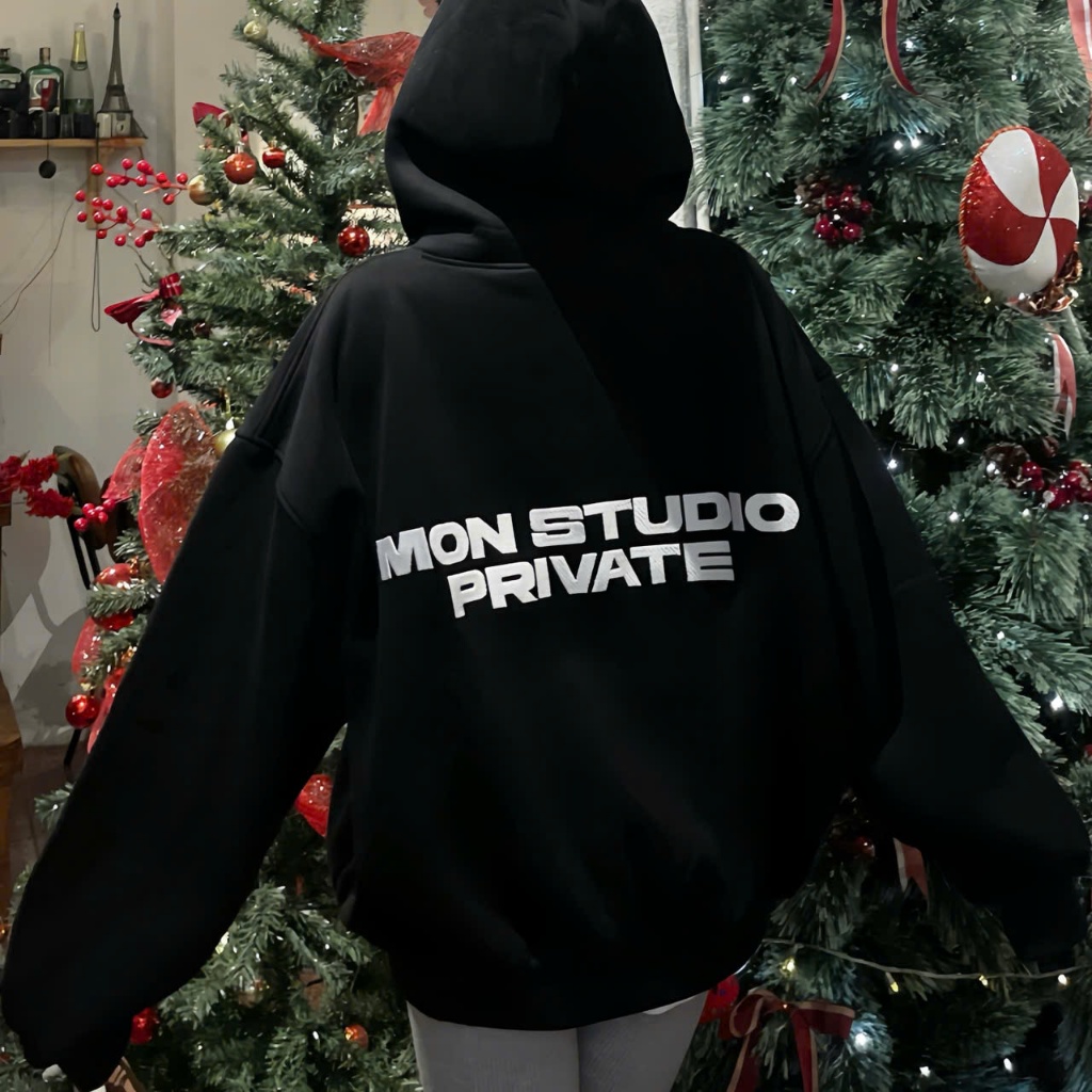 [ NỈ BÔNG KHÔNG XÙ ] Mon Studio – Áo Khoác Nỉ Hoodie Zip Boxy MON STUDIO PRIVATE Chống Nắng,Có Túi Trong , Form Rộng. | BigBuy360 - bigbuy360.vn