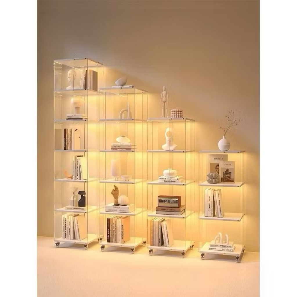 KỆ MICA TRONG SUỐT XOAY 360 ĐỘ CÓ BÁNH XE DI CHUYỂN TIỆN LỢI, KỆ TRƯNG BÀY, KỆ ĐỂ SÁCH ĐẸP VÀ SANG T