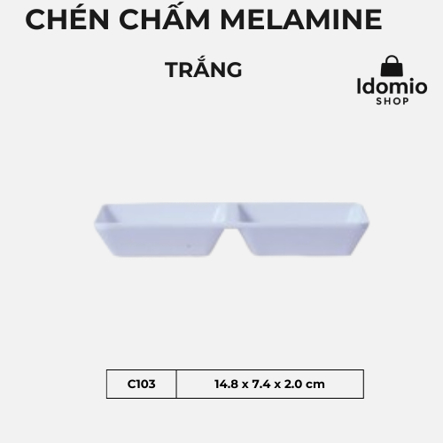 Combo 5 Chén Chấm Nhựa Melamine Hai Ngăn Màu Trắng