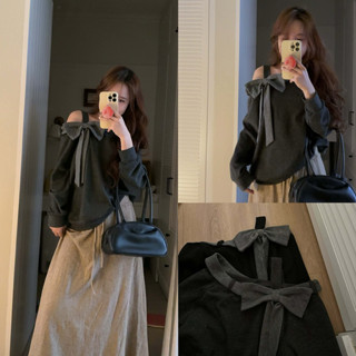  Áo nỉ lệch vai nơ A6499 Nana21 Nanastore21 