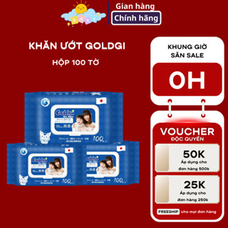  Khăn ướt goldgi hộp 100 tờ mềm mại không mùi an toàn cho bé khăn giấy ướt cao cấp không chứa paraben cho trẻ sơ sinh 