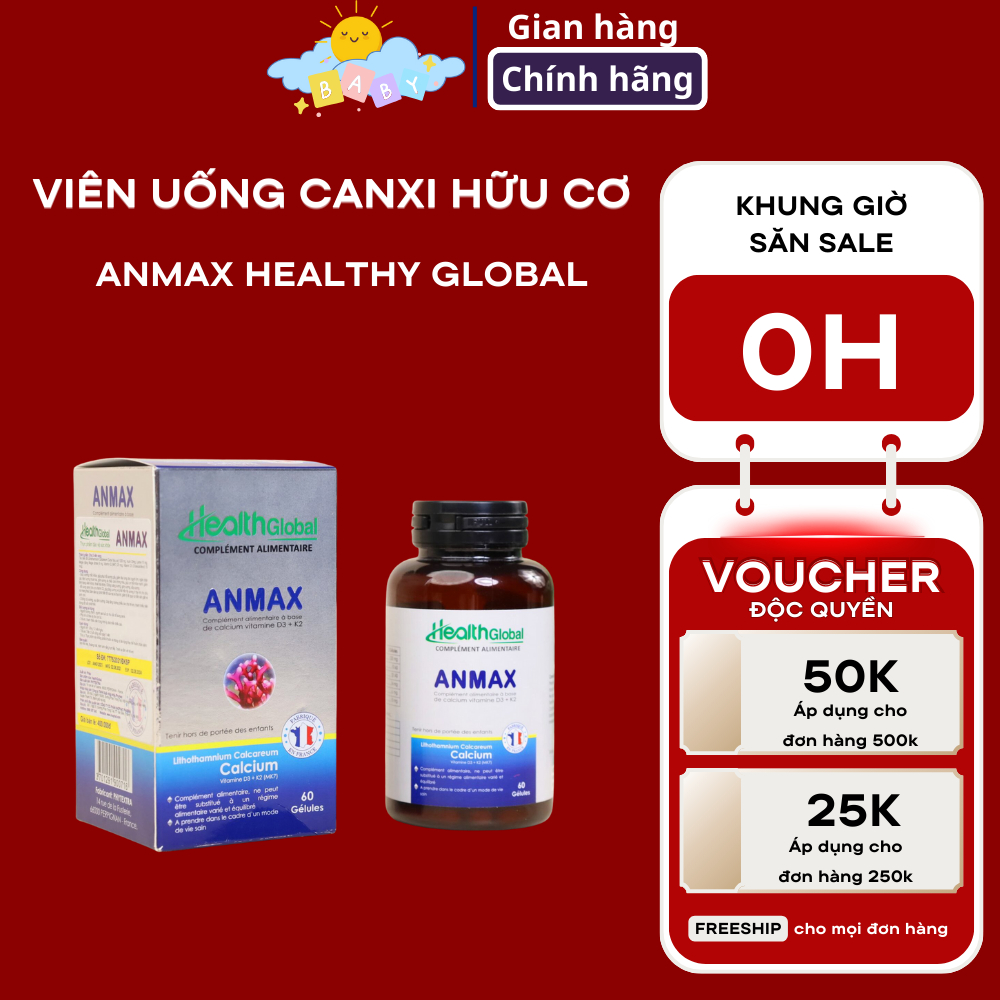 Viên uống bổ sung canxi anmax healthy global giúp phát triển chiều cao, viên uống canxi cho bà bầu k