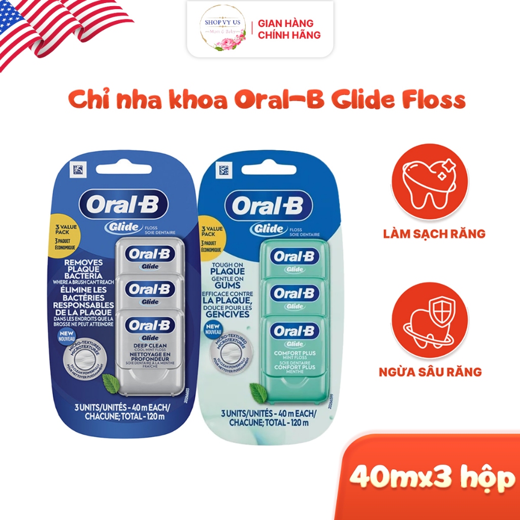 Chỉ nha khoa Oral-B Glide Floss Comfort Plus Set 3 Hộp