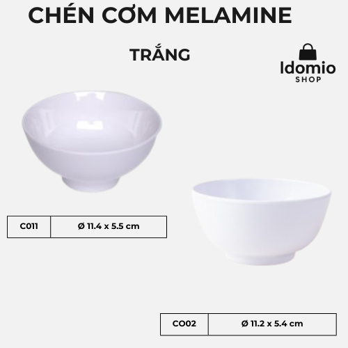 Chén Cơm Nhựa Melamine Màu Trắng