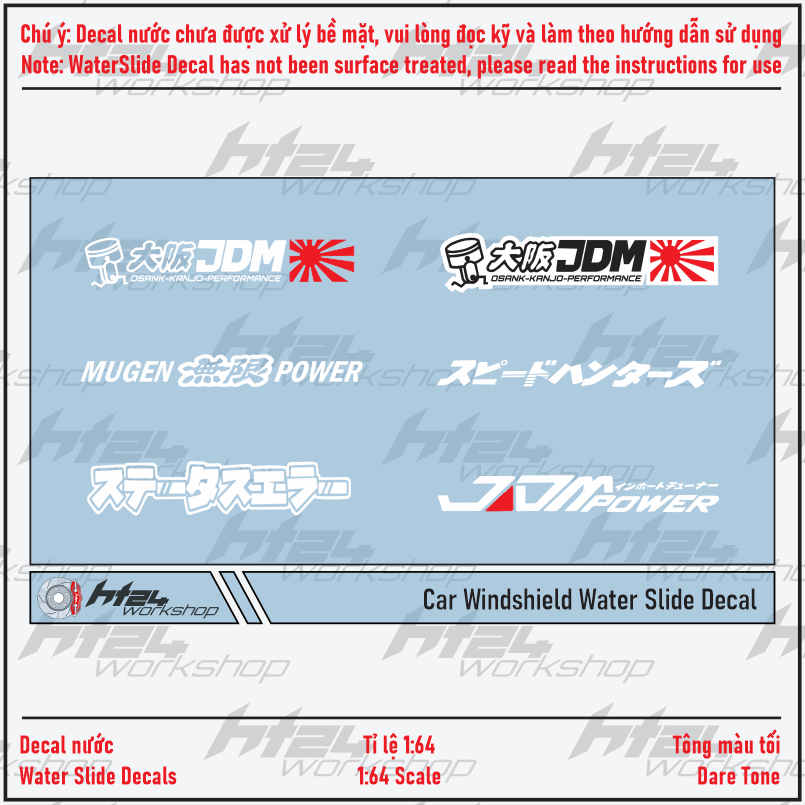 HT24Workshop - Decal nước Dán kính cho xe mô hình 1:64 (DARK TONE)