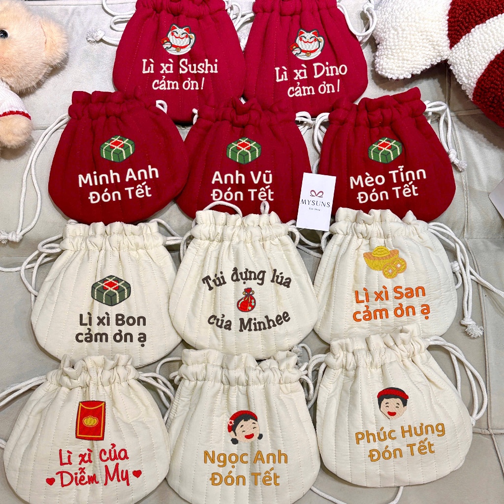 [ HÀNG ĐẶT TRƯỚC ] Túi lì xì phong cách Hàn quốc thêu tên cho bé theo yêu cầu MYSUNS