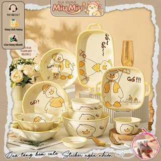   HỎA TỐC  Bộ Chén Sứ  Vịt Gá!! Dễ Thương Chén Ăn Dặm Cho Bé Quà Tặng Sinh Nhật Dễ Thương 