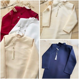 Áo Dài Nam Cách Tân Lụa Tafta Đứng Phom Mềm  Mặc Tết Đẹp Tặng Charm N10