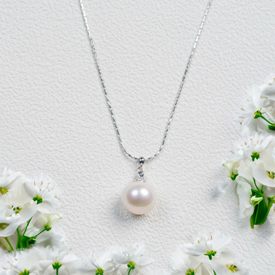 Mặt Dây Chuyền Bạc 925 Mạ Bạch Kim Đính Ngọc Trai Size Lớn 13ly-14ly - Ngọc Trai Trường Thịnh
