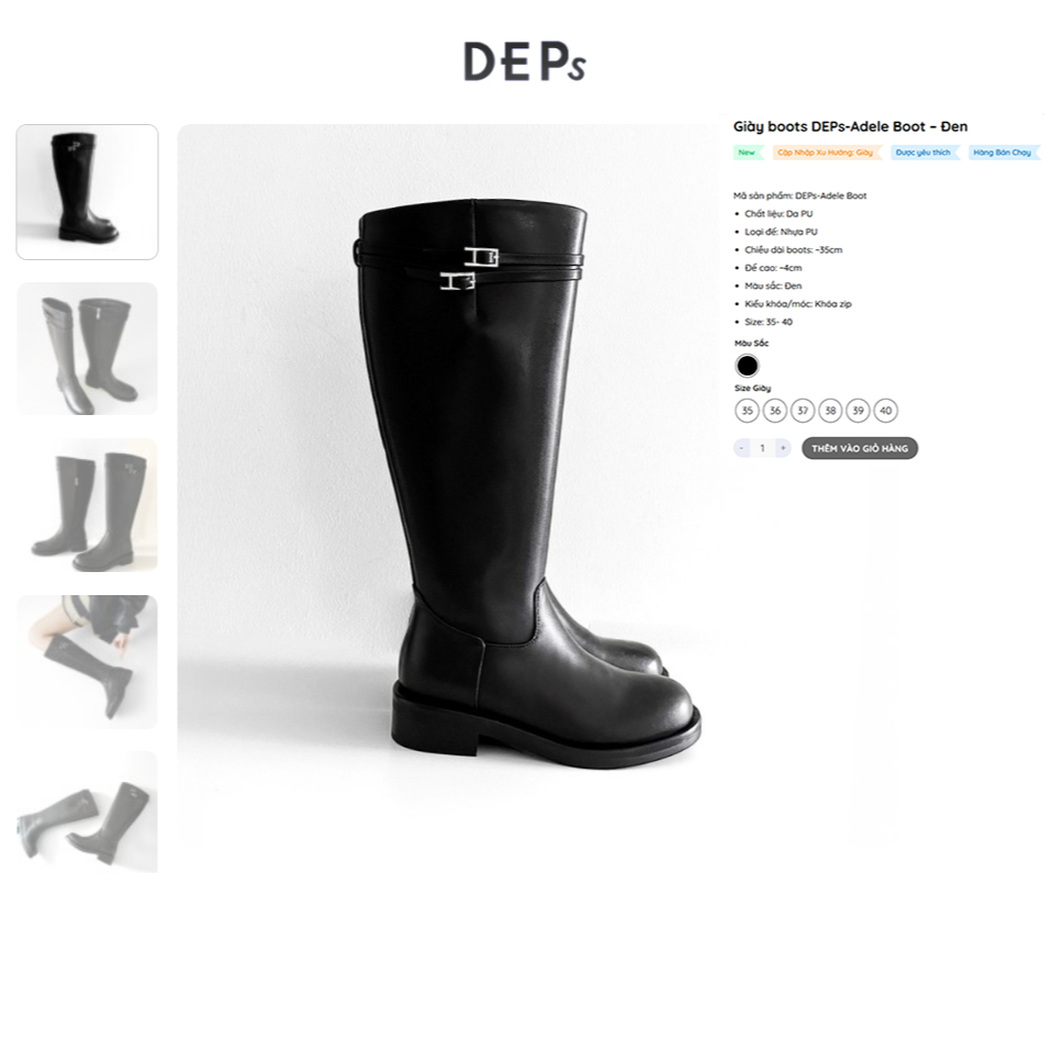 Gìay boots nữ dây quai ngang khóa đính kim loại đế 4CM Mã Adele Boot da cao cấp.