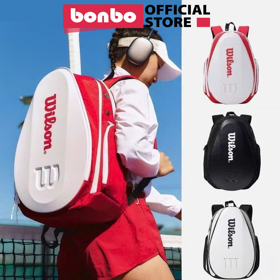Balo Pickleball Tennis Wilson ( Bản Nội Địa Trung ) Mẫu Mới Form Đứng, Bìa Mặt Balo Nhựa Cứng