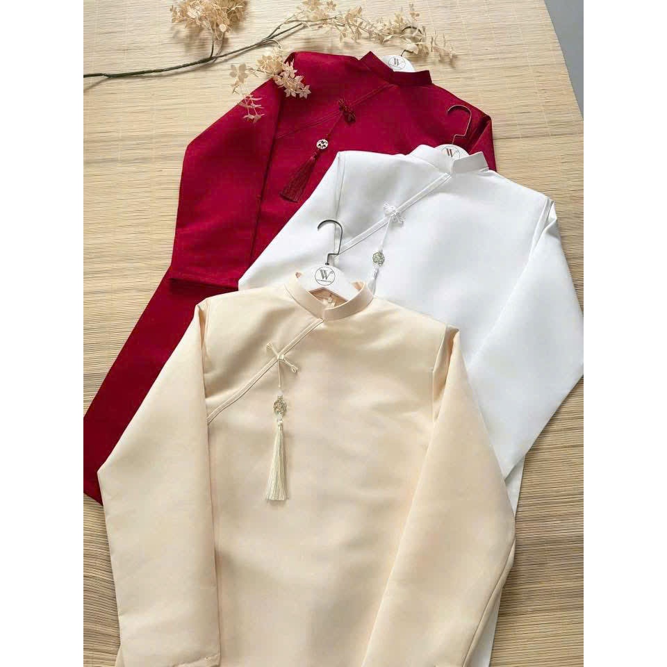 Áo Dài Nam Cách Tân Lụa Tafta Kéo Khoá Lưng Sau Mặc Tết Đẹp Tặng Ngọc Bội TL05