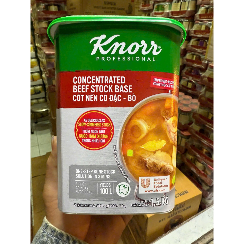 Bột Súp Nền thịt Bò Knorr hộp 1,5kg date mới mẫu mới 