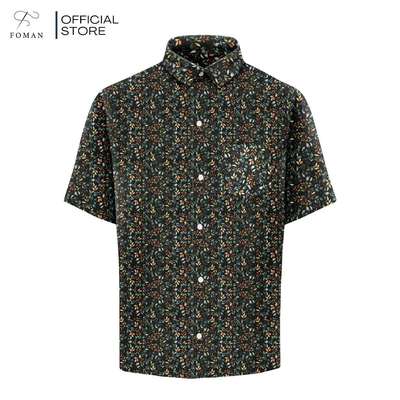Áo sơ mi tay ngắn Nam Form Regular F FOMAN Hoạ tiết Mini Leaf Pattern vải Lụa cao cấp, mềm, thoáng mát