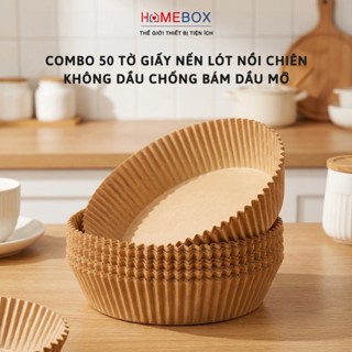  COMBO 50 Tờ Giấy Lót Nồi Chiên Hình Khuôn Bánh Miếng Lót Nồi Chiên Không Dầu Chống Bám Dầu Mỡ 