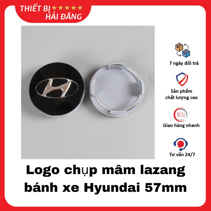 Logo Chụp Mâm Lazang Bánh Xe Ô Tô Hyundai – Ốp Mâm Xe Đường Kính 57mm | Nắp Logo Mâm Bánh Xe Hyundai