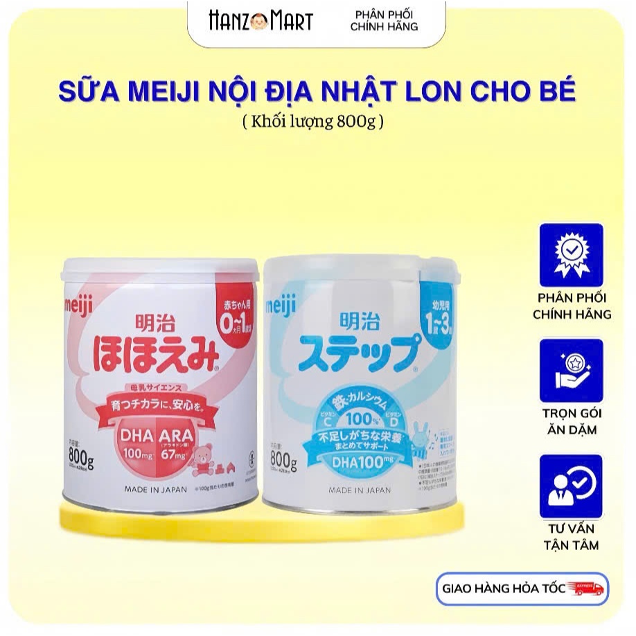 Sữa Meiji nội địa Nhật lon 800g thanh sữa 0-1 , 1-3
