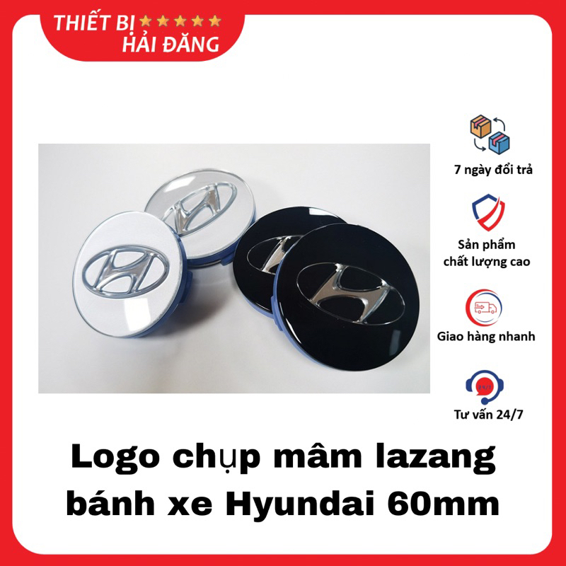 Logo Chụp Mâm Lazang Bánh Xe Ô Tô Hyundai – Ốp Mâm Xe Đường Kính 60mm | Nắp Logo Mâm Bánh Xe Hyundai