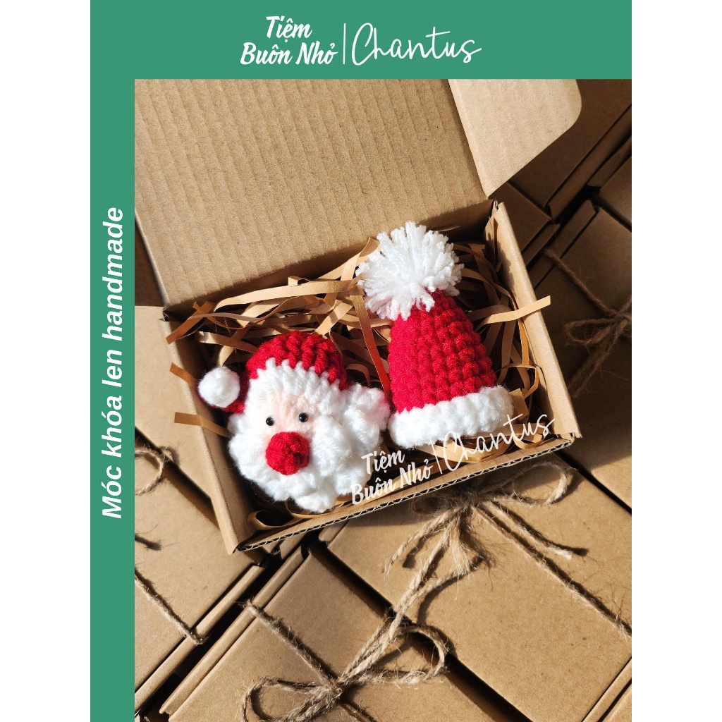 Quà tặng giáng sinh móc khóa ông già noel len handmade móc khóa nón len noel - Tiệm Buôn Nhỏ/Chantus