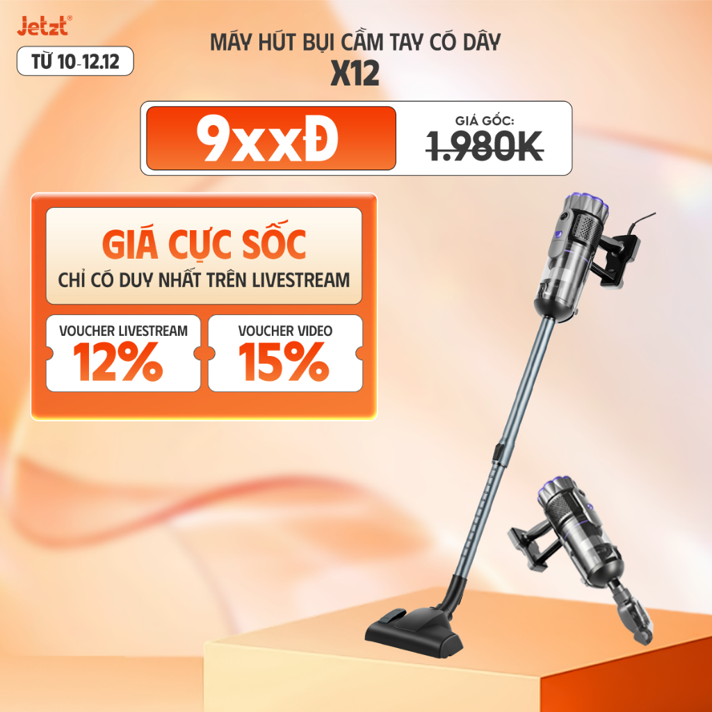Máy hút bụi cầm tay đa năng 4in1 có dây JETZT X12, lực hút 21000PA