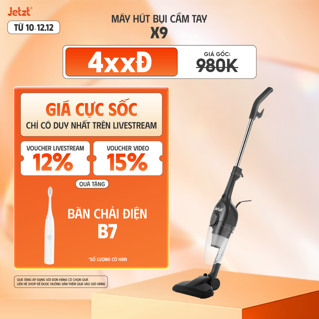 Máy hút bụi cầm tay có dây JETZT X9, lực hút 19.000PA