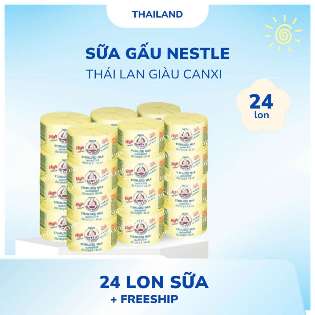 combo 24 lon sữa gấu Nestle Thái Lan 140ml chính hãng giàu canxi chính hãng