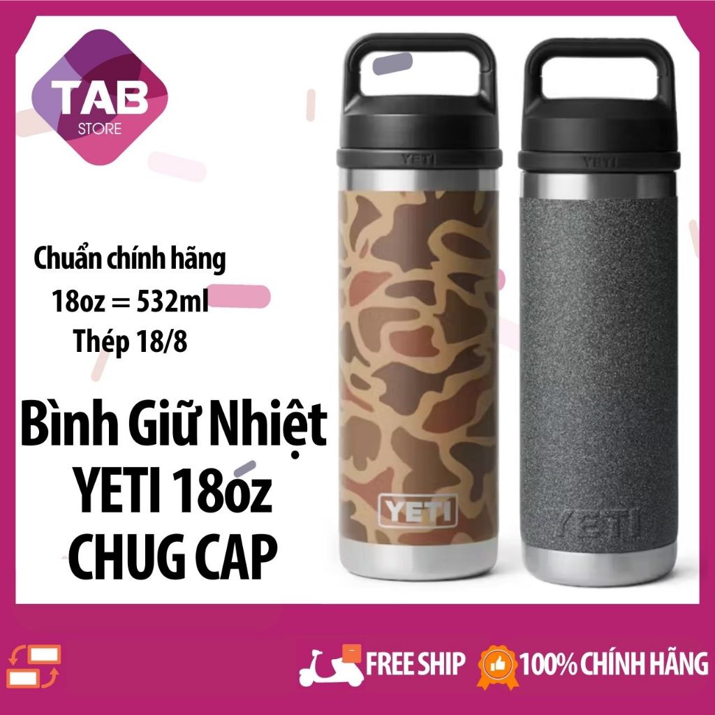 Bình Giữ Nhiệt Yeti Rambler 18oz Bottle Nắp Chug Cap - Chính Hãng Yeti