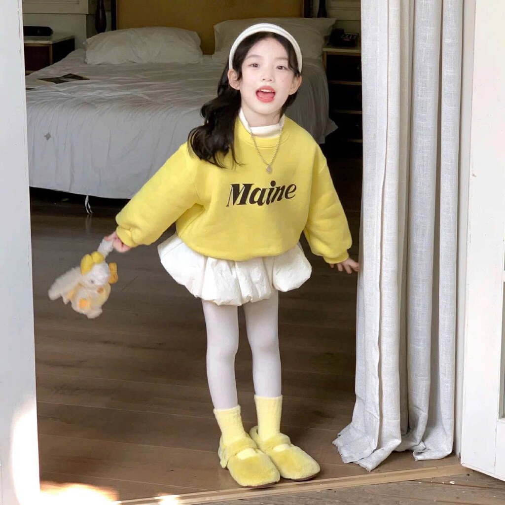 Set cv xếp ly mix áo dài tay cho bé