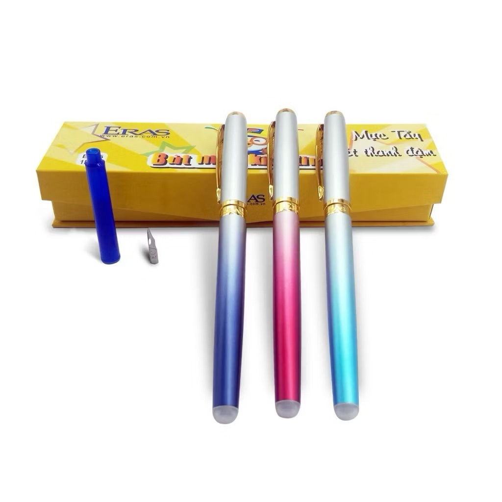 Bút Máy Kim Tinh Ngòi Mài Có Đầu Tẩy E026 ( Tặng 01 ngòi, 01 ống mực)