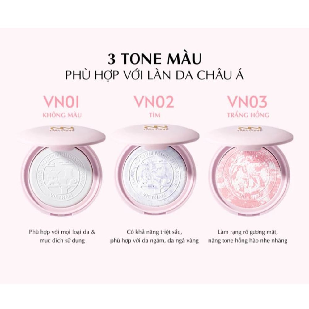 Ảnh 4 của Phấn phủ Menow dạng nén thủy tinh, bản Việt Nam đặc biệt, mỏng nhẹ tự nhiên