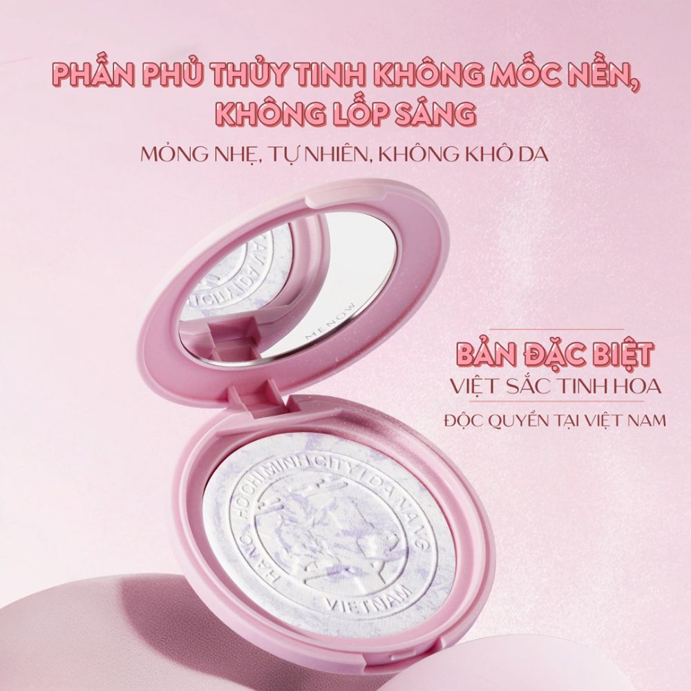 Ảnh 7 của Phấn phủ Menow dạng nén thủy tinh, bản Việt Nam đặc biệt, mỏng nhẹ tự nhiên