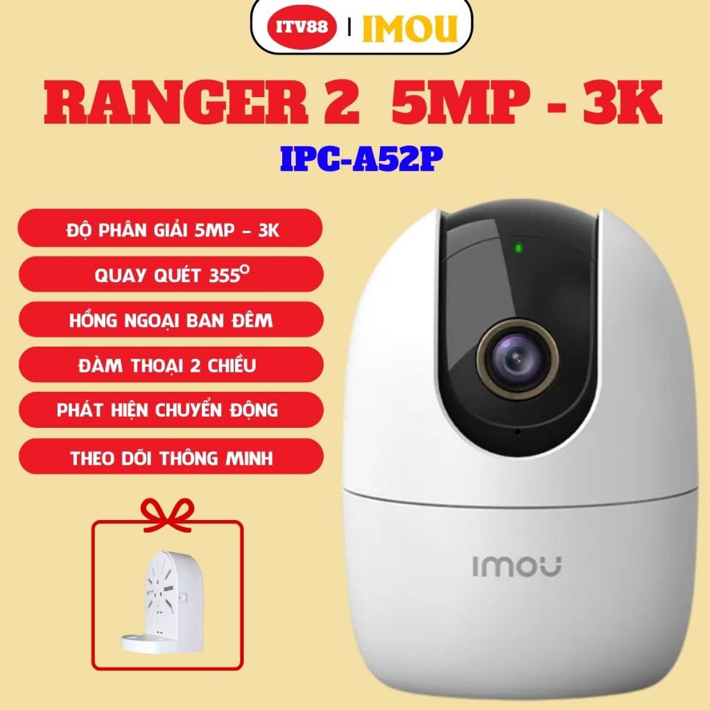 CAMERA IMOU TRONG NHÀ  A52P 3K-5MP I ĐÀM THOẠI 2 CHIỀU I XOAY 360 I CẢNH BÁO CHUYỂN ĐỘNG I BH 2 NĂM