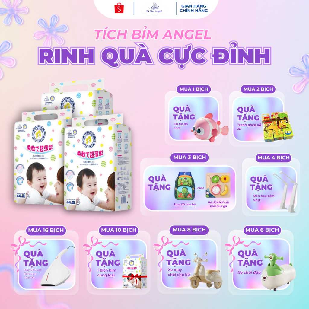 Tã dán ANGEL SPANDEX cao cấp chống hăm an toàn cho bé