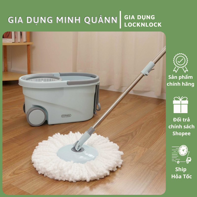 Bộ Cây Lau Nhà Sweepy ETM971 LocknLock – Thùng 7L – Cây Xoay 360 – Lau Sạch Nhanh
