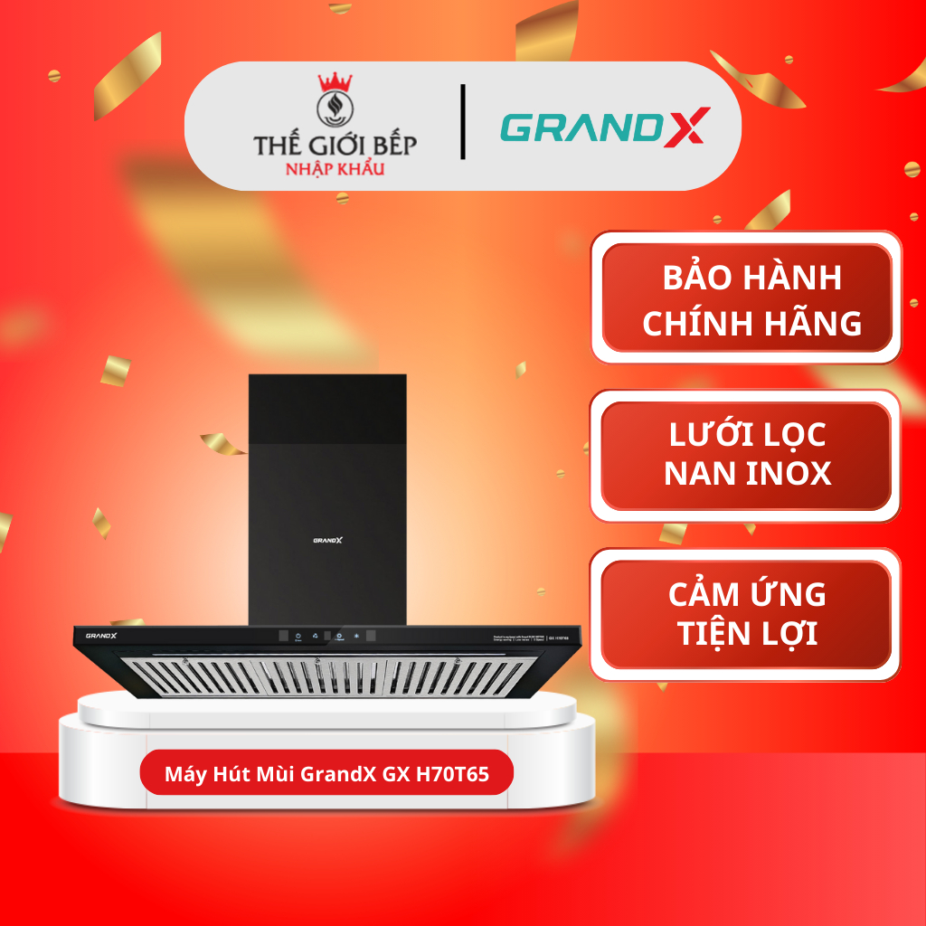 Máy Hút Mùi GrandX GX H70T65 – Công suất mạnh, Đèn LED, Dễ lắp đặt